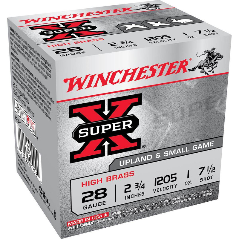Winchester High Brass 28 Ga 2 3/4" 1 Oz Case 250 Rd in Shot Size 7.5 Ammo Size